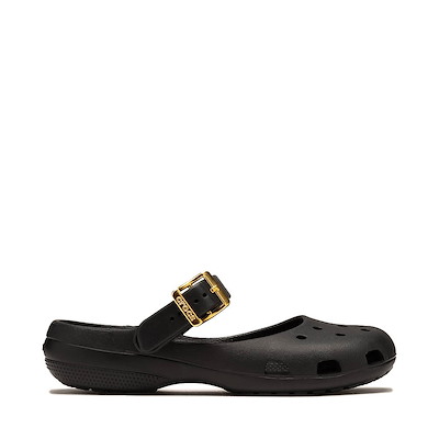 Womens Crocs Classic Metallic Buckle Ballet Flat - Black / Gold